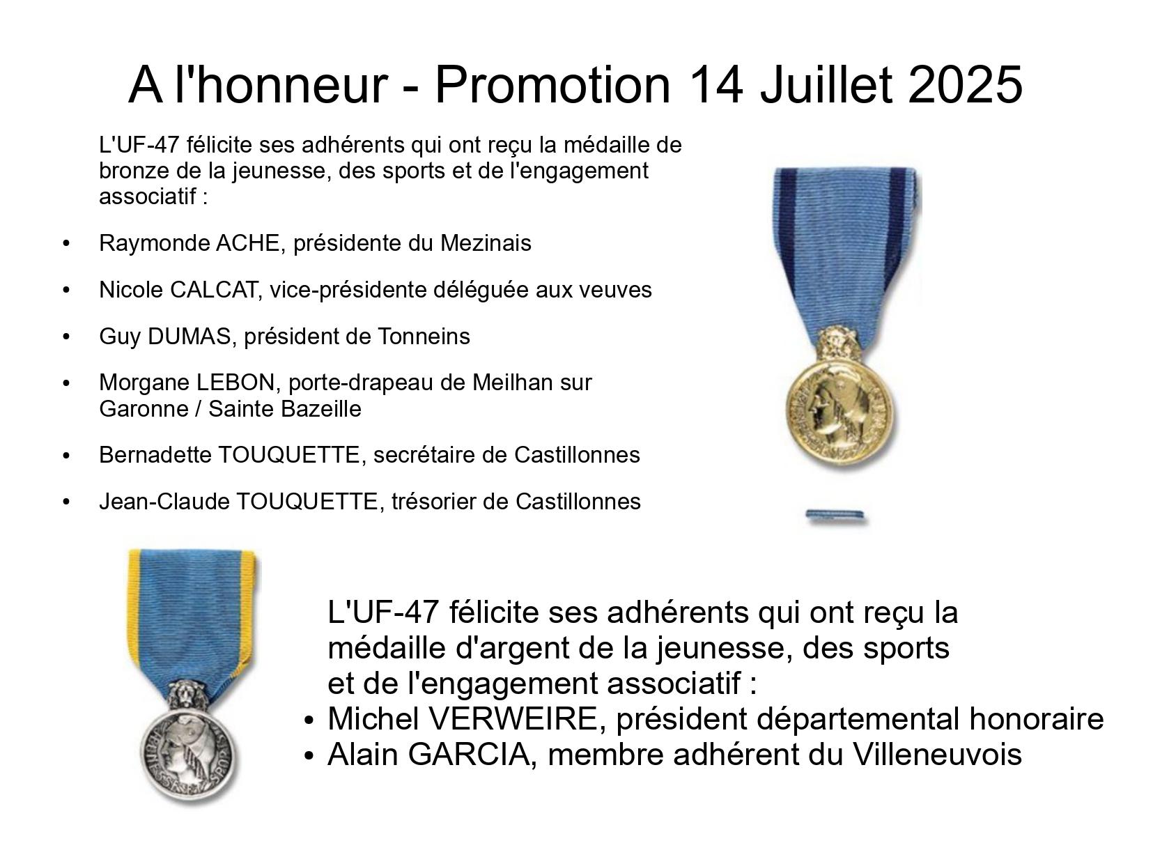 Promotion du 14 juillet 2025